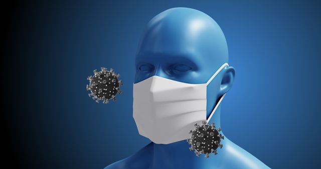 3D Human Model Wearing Face Mask with Floating Covid-19 Cells - Download Free Stock Images Pikwizard.com