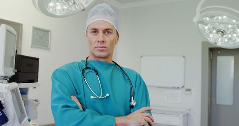 Confident Surgeon in Hospital Operating Room