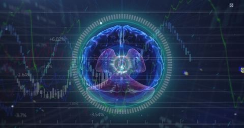 Futuristic Brain Hologram on Stock Market Data Background - Download Free Stock Images Pikwizard.com