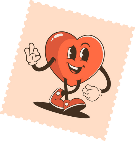 Smiling Heart Character in Sneakers Transparent Background Illustration