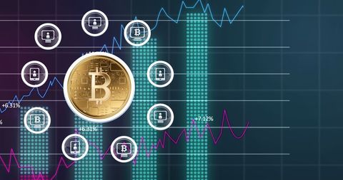 Bitcoin and Cryptocurrency Analytics with Virtual FinTech Symbols - Download Free Stock Images Pikwizard.com