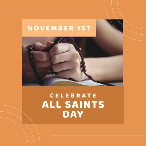 all saints day inspiration with rosary and hands - Download Free Stock Templates Pikwizard.com
