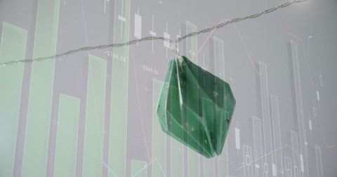 Financial Data Visualization over LED Lights Background