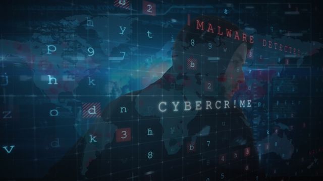 Digital illustration depicting cybersecurity dynamics with imagery of a hacker interacting with data. Ideal for use in technology articles, cybersecurity awareness materials, or digital threat analysis content.