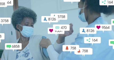 Nurse Giving Vaccine to Senior Patient Ensuring Health Safety Protocols