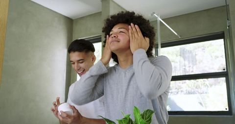 Diverse Friends Enjoying Skincare Ritual at Home