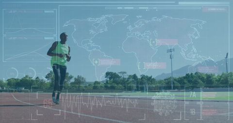 Athlete with Running Blade Training with Futuristic Digital Interface - Download Free Stock Images Pikwizard.com