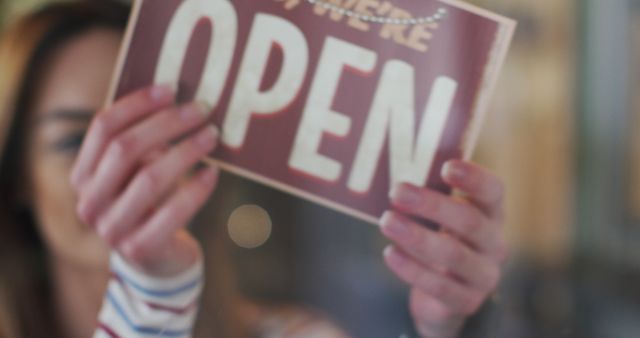 Business Owner Turning Open Sign Inside Shop - Download Free Stock Images Pikwizard.com