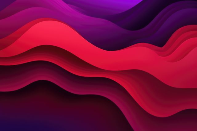 Close up of red to purple seamless wave pattern, created using generative ai technology. Pattern, waveflow and colour concept digitally generated image.