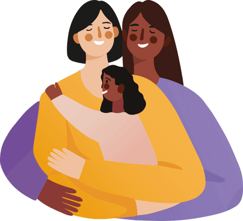 transparent illustration of loving lesbian couple holding child - Download Free Stock Videos Pikwizard.com