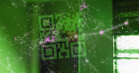 Abstract QR Code with Digital Network Visualization on Gaming Server - Download Free Stock Images Pikwizard.com