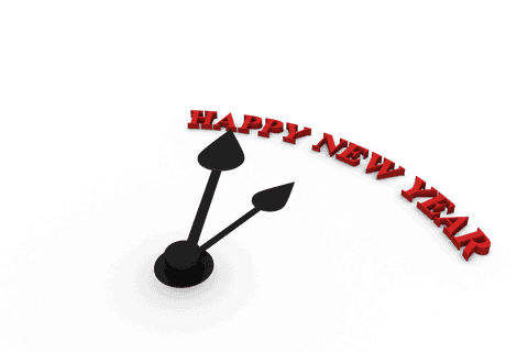 happy new year text with clock hands on transparent background - Download Free Stock Videos Pikwizard.com