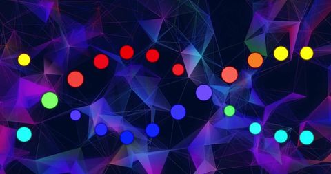 Colorful spots and shapes on dark background
