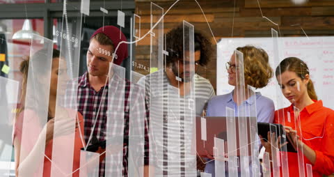 Team Collaborating with Augmented Reality Data Overlay