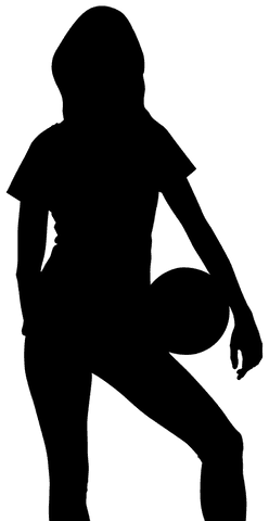 Female silhouette with ball on transparent background