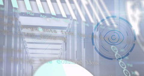 futuristic eye scanner and data overlay in server room - Download Free Stock Images Pikwizard.com