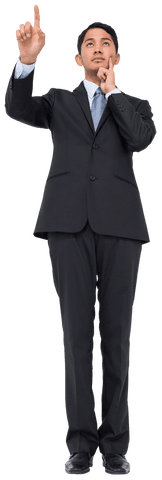 Focused Asian Businessman Pointing on Transparent Background - Download Free Stock Videos Pikwizard.com
