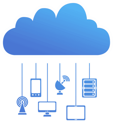 digital network devices connected to blue cloud on transparent background - Download Free Stock Videos Pikwizard.com