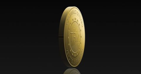 Spinning Golden NFT Coin on Black Background