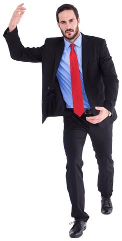 businessman in suit with red tie making unseen presentation transparent - Download Free Stock Videos Pikwizard.com