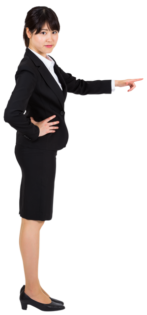 Asian Businesswoman Pointing Forward on Transparent Background - Download Free Stock Videos Pikwizard.com