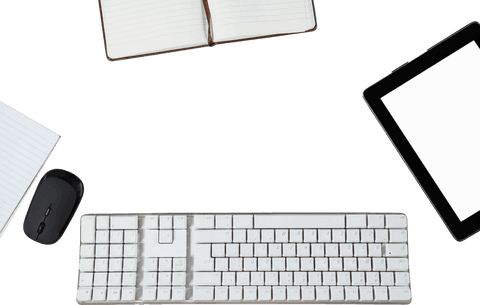 office essentials on transparent background with keyboard and tablet - Download Free Stock Videos Pikwizard.com