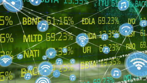 Digital Network of Connections Over Financial Data Display