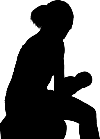 Transparent silhouette of woman lifting dumbbell