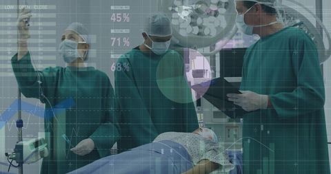 Surgical Team with Data Visualization in Modern Healthcare