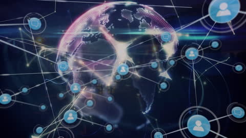 Global Network Connections with Digital Globe Animation