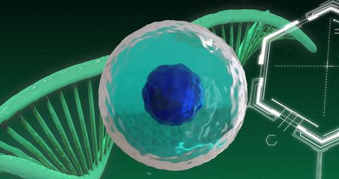 Futuristic Medical Technology with Cell and DNA Visualization