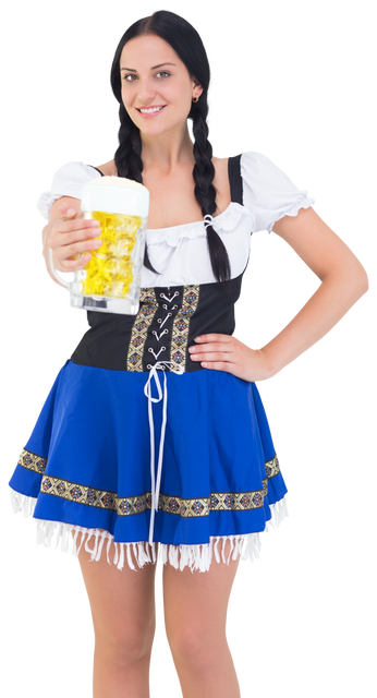 Transparent Oktoberfest Girl Holding Beer Stands Smiling - Download Free Stock Videos Pikwizard.com