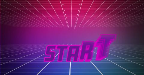 Retro Futuristic Digital Start Screen With Grid and Galaxy - Download Free Stock Images Pikwizard.com