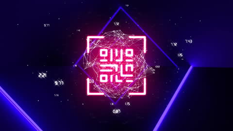 Futuristic Digital Network Connections and Data Icons with Neon Visuals