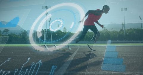 Tech-Focused Imagery with Male Disabled Athlete Running - Download Free Stock Images Pikwizard.com
