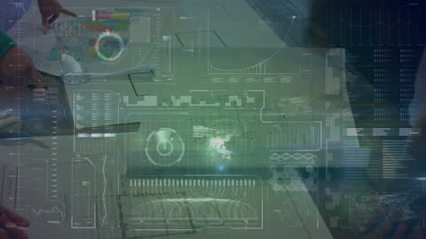 Abstract Digital Interface with Cyber Attack Warning Indicators