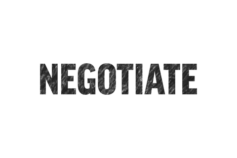 Negotiate text in black and grey on transparent background