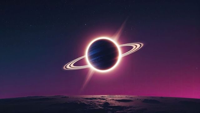 Rings of Saturn-like Planet Illuminating the Galactic Skyline