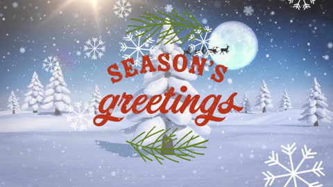 Festive Christmas Greetings with Snowfall and Winter Landscape