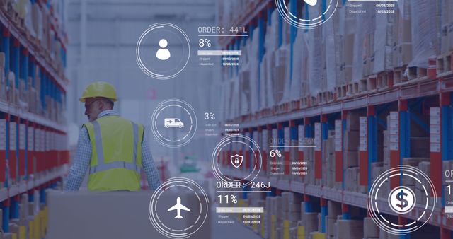 Warehouse Worker Managing Inventory with Digital Interface and Data Visualization - Download Free Stock Images Pikwizard.com