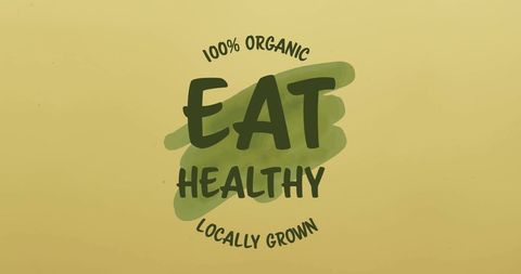 Organic Eat Healthy Locally Grown Poster on Yellow Background - Download Free Stock Images Pikwizard.com