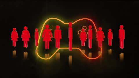 Neon Gamepad with Diverse People Silhouettes