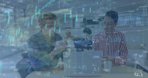 Diverse Team Analyzing Financial Growth Metrics in Modern Office