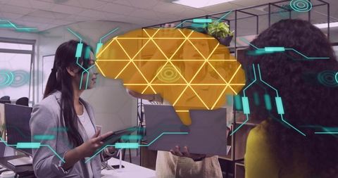 Futuristic ar technology collaboration in modern workspace