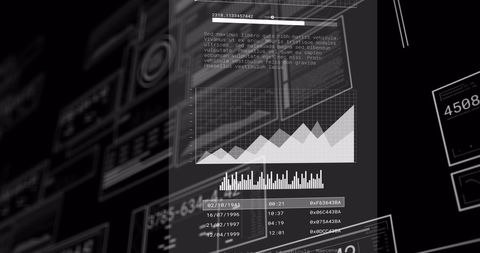 Digital Data Processing with Futuristic Interface in Monochrome Style - Download Free Stock Images Pikwizard.com