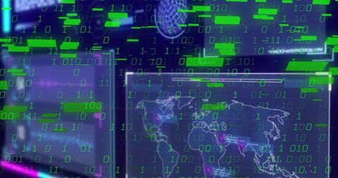 Binary Code Streaming on Digital Screen in Cyber Control Hub