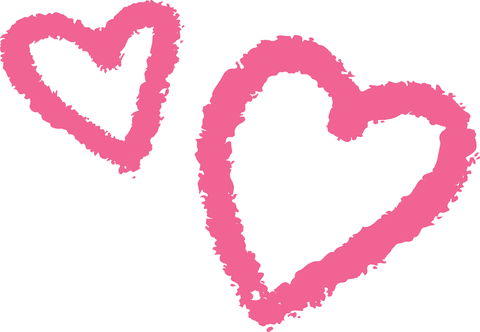 Chalk style pink hearts on transparent background for romantic designs
