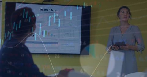 Professional Presentation with Financial Graphs in Conference Room