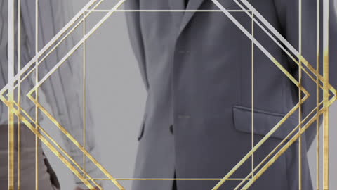 Professional Handshake in Business Setting with Animated Graphics