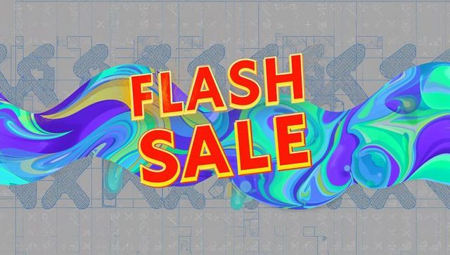 Colorful fluid ribbon promoting flash sale event